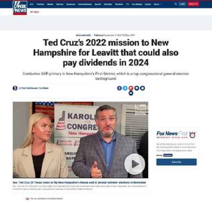 Ted Cruz's 2022 mission to New Hampshire for Leavitt that could also pay dividends in 2024