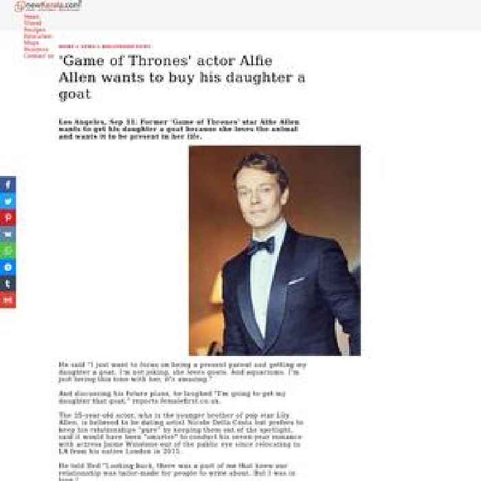 
'Game of Thrones' actor Alfie Allen wants to buy his daughter a goat
