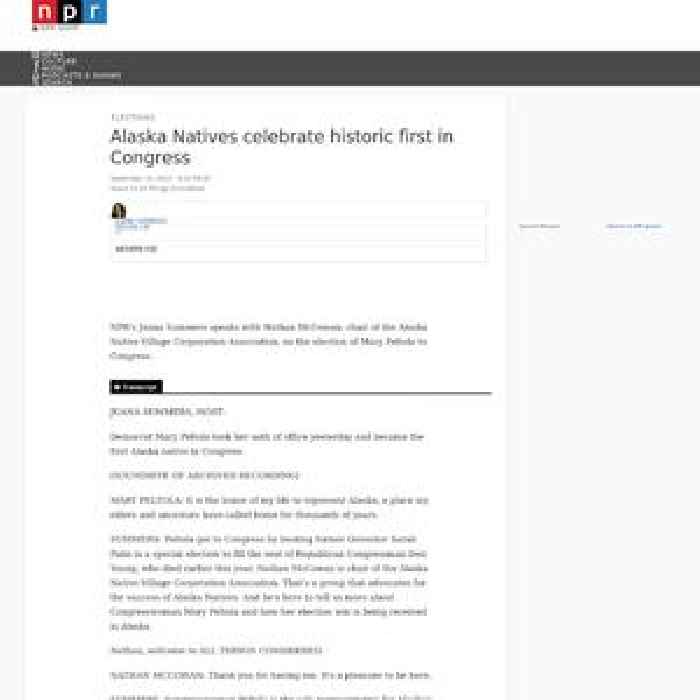 Alaska Natives celebrate historic first in Congress