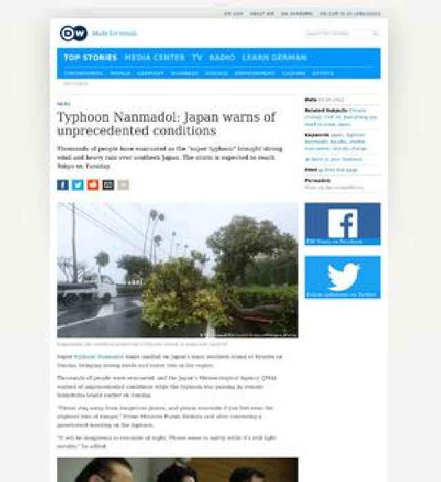 Typhoon Nanmadol: Japan warns of unprecedented conditions