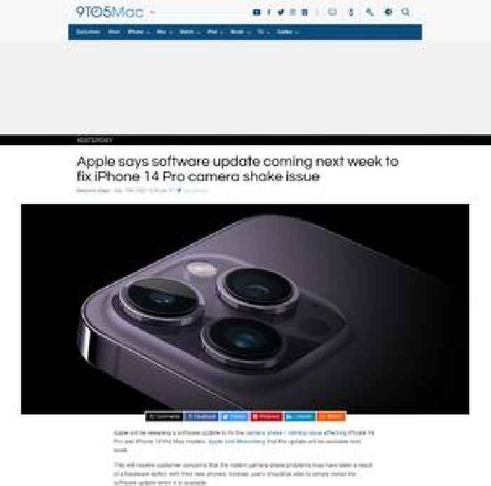 Apple says software update coming next week to fix iPhone 14 Pro camera shake issue
