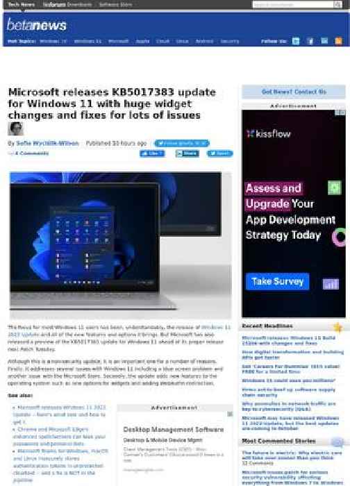 Microsoft releases KB5017383 update for Windows 11 with huge widget changes and fixes for lots of issues