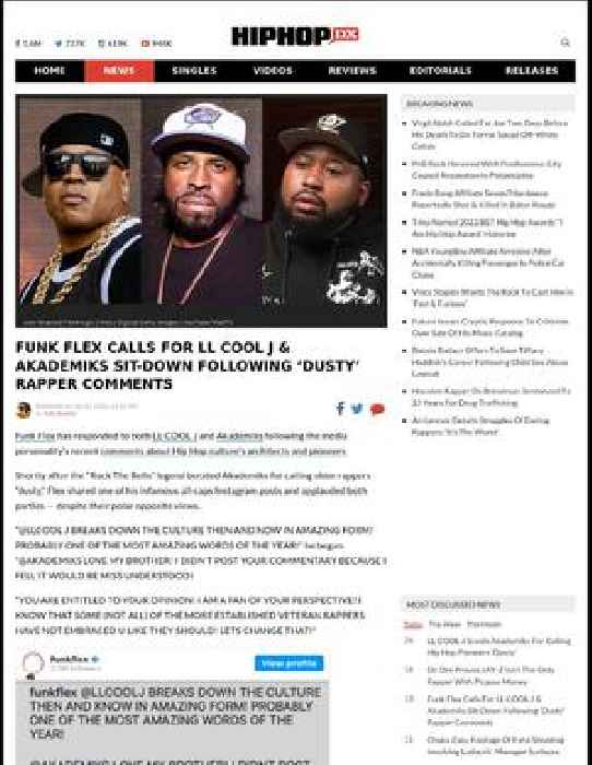 Funk Flex Calls For LL COOL J & Akademiks Sit-Down Following ‘Dusty’ Rapper Comments