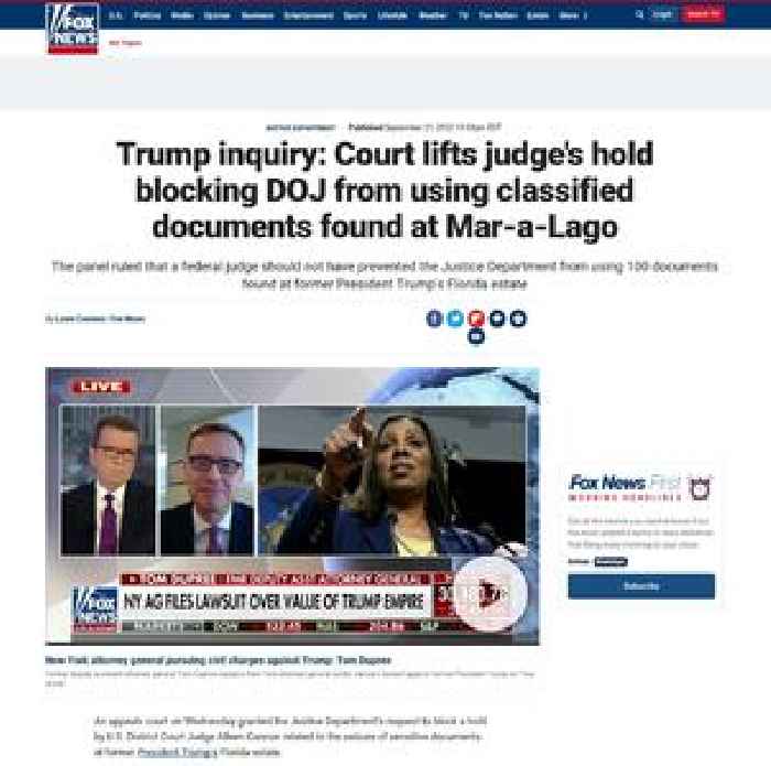 Trump inquiry: Court lifts judge's hold blocking DOJ from using classified documents found at Mar-a-Lago