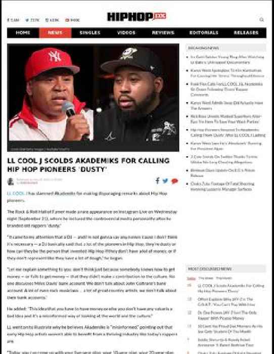 LL COOL J Scolds Akademiks For Calling Hip Hop Pioneers 'Dusty'