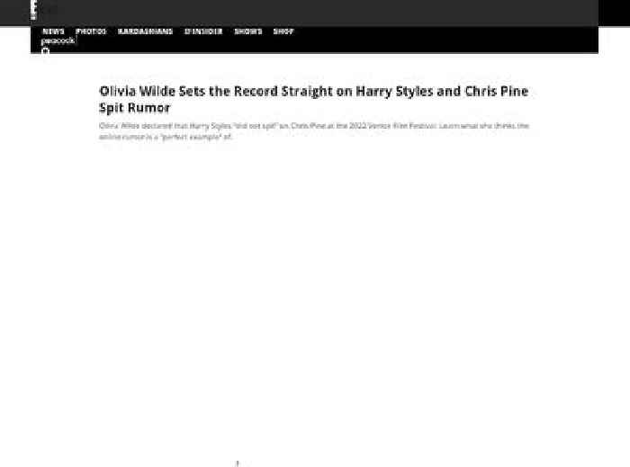 Olivia Wilde Sets the Record Straight on Harry Styles and Chris Pine Spit Rumor