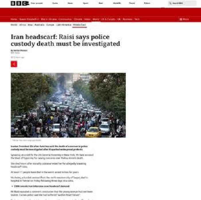 Iran headscarf: Raisi says police custody death must be investigated