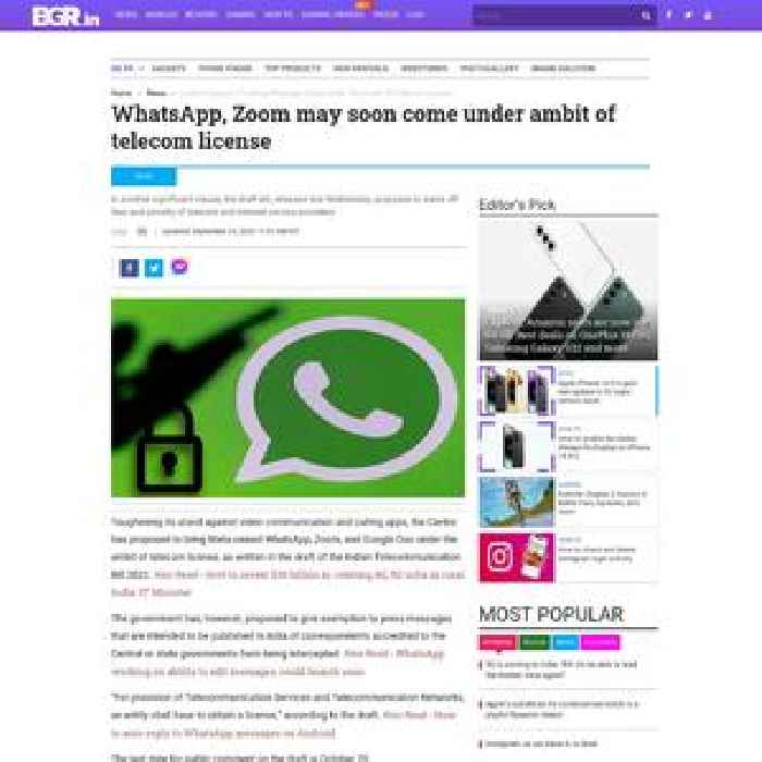 WhatsApp, Zoom may soon come under ambit of telecom license