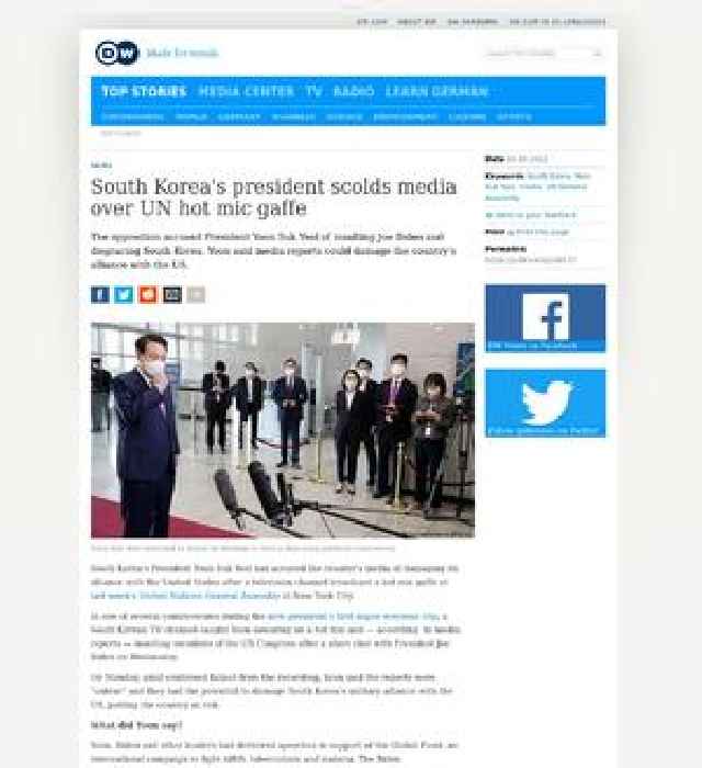 South Korea's president scolds media over UN hot mic gaffe
