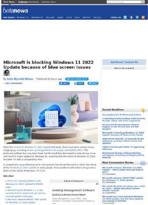 Microsoft is blocking Windows 11 2022 Update because of blue screen issues