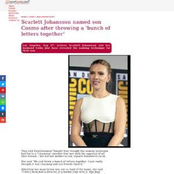 
Scarlett Johansson named son Cosmo after throwing a 'bunch of letters together'
