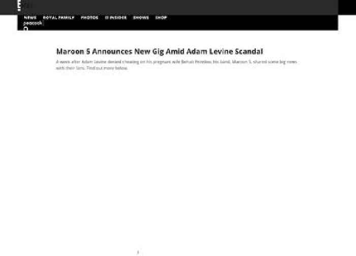 Maroon 5 Announces New Gig Amid Adam Levine Scandal