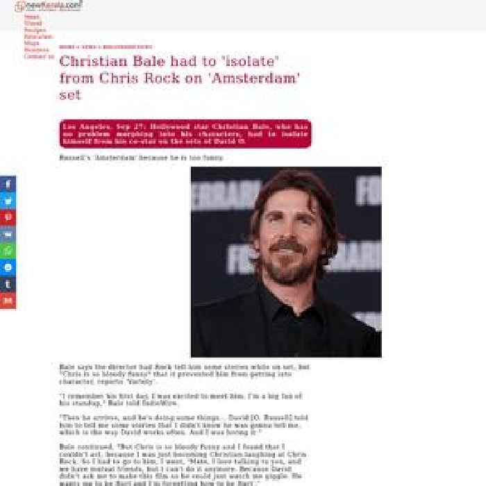 
Christian Bale had to 'isolate' from Chris Rock on 'Amsterdam' set
