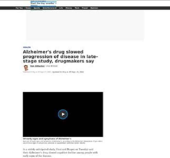 Alzheimer's drug slowed progression of disease in late-stage study, drugmakers say