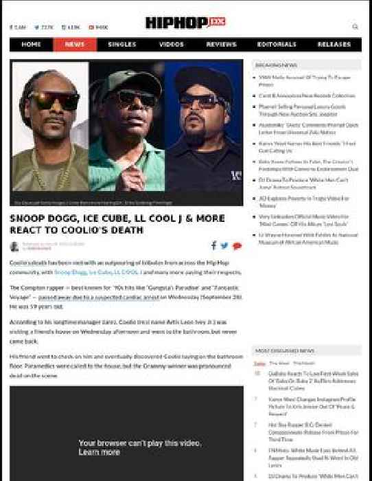Snoop Dogg, Ice Cube, LL COOL J & More React To Coolio's Death