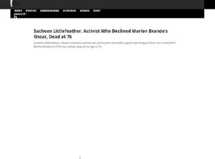 Sacheen Littlefeather, Activist Who Declined Marlon Brando's Oscar, Dead at 75