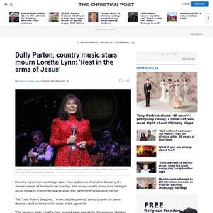 Dolly Parton, country music stars mourn Loretta Lynn: ‘Rest in the arms of Jesus’