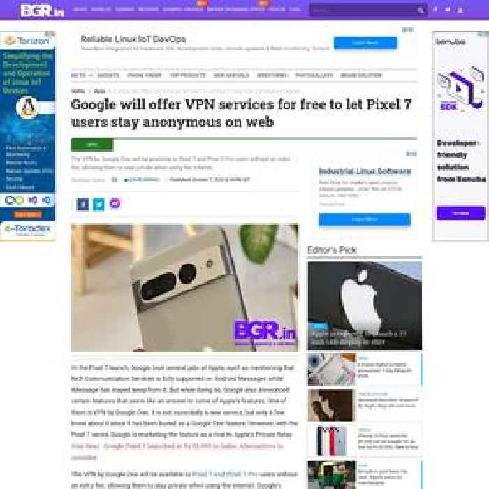 Google will offer VPN services for free to let Pixel 7 users stay anonymous on web