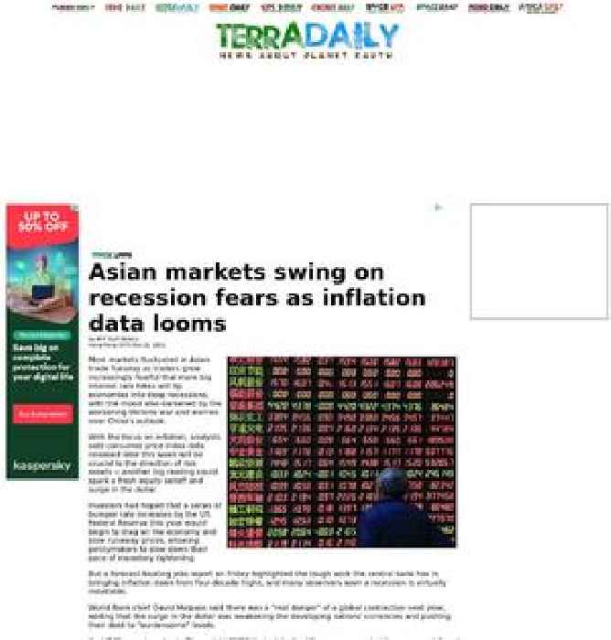 Asian markets swing on recession fears as inflation data looms