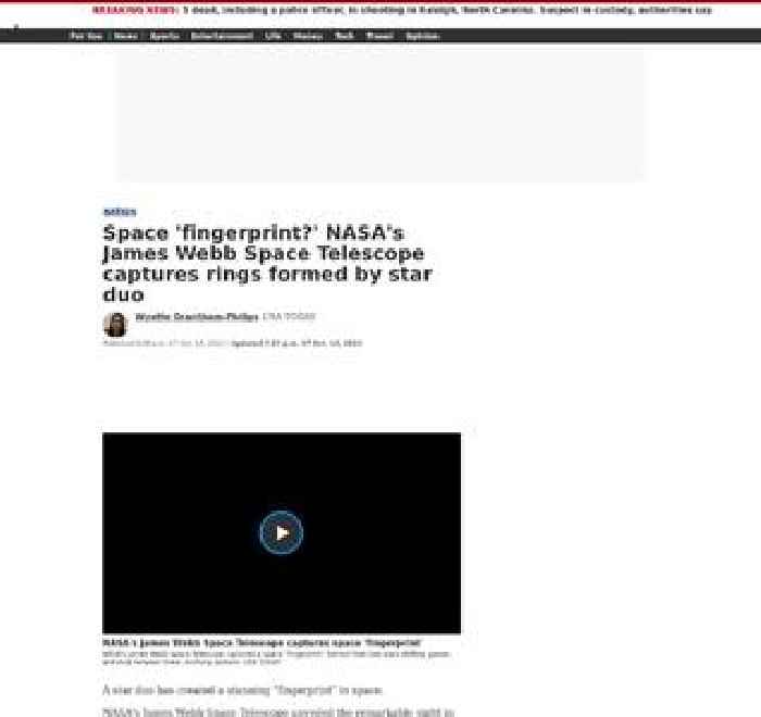 Space 'fingerprint?' NASA's James Webb Space Telescope captures rings formed by star duo