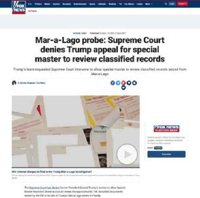Mar-a-Lago probe: Supreme Court denies Trump appeal for special master to review classified records