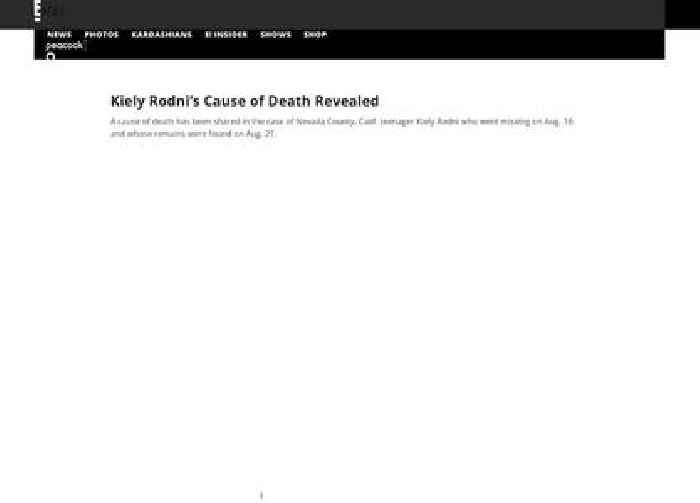 Kiely Rodni's Cause of Death Revealed