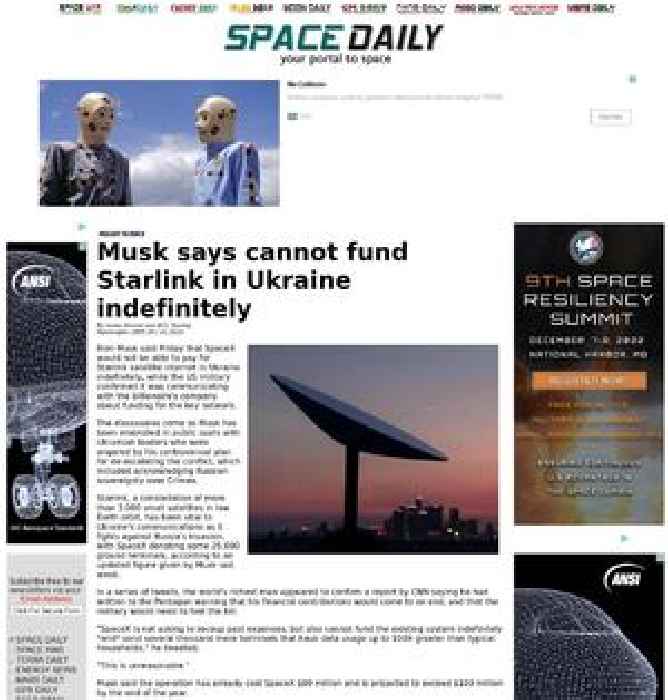 Musk says cannot fund Starlink in Ukraine indefinitely