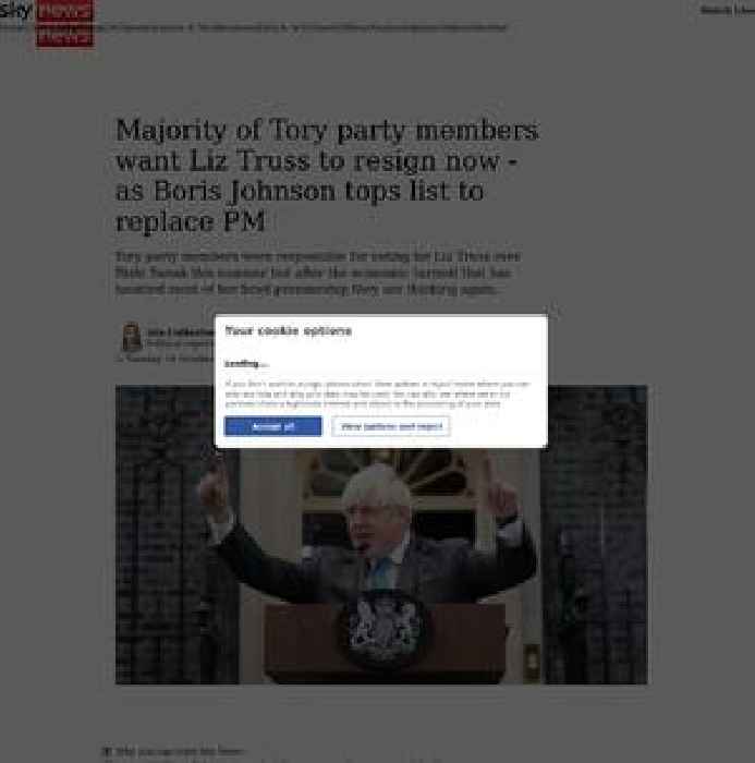 Majority of Tory party members want Truss to resign now - and want Boris Johnson to replace her