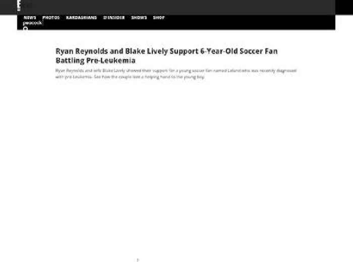 
                        Ryan Reynolds, Blake Lively Support Soccer Fan Battling Pre-Leukemia

