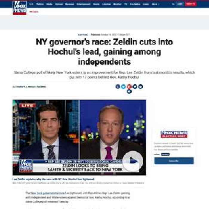 NY governor's race: Zeldin cuts into Hochul's lead, gaining among independents