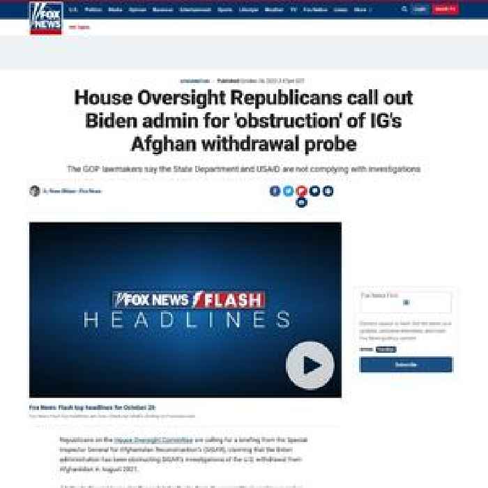 House Oversight Republicans call out Biden admin for 'obstruction' of IG's Afghan withdrawal probe