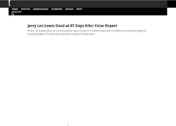 
                        Jerry Lee Lewis Dead at 87 Days After False Report
