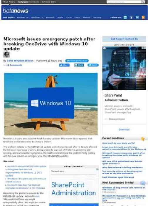 Microsoft issues emergency patch after breaking OneDrive with Windows 10 update