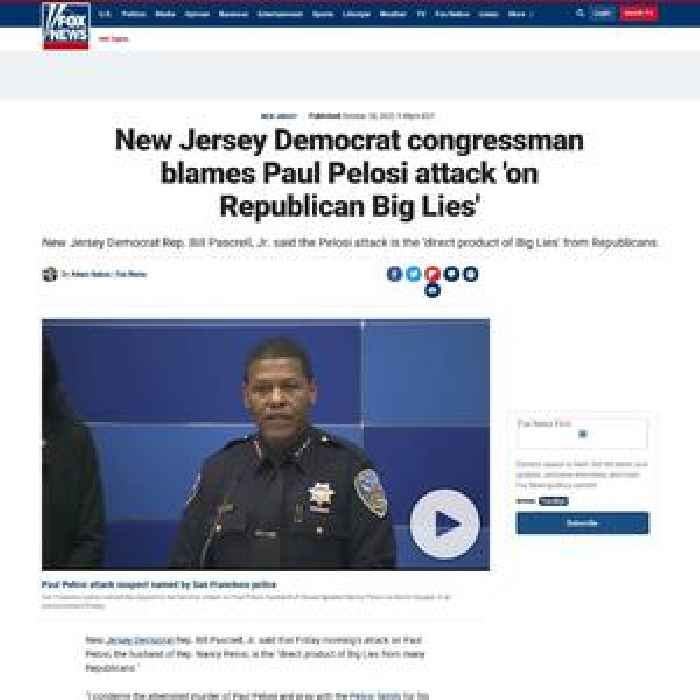 New Jersey Democrat congressman blames Paul Pelosi attack 'on Republican Big Lies'