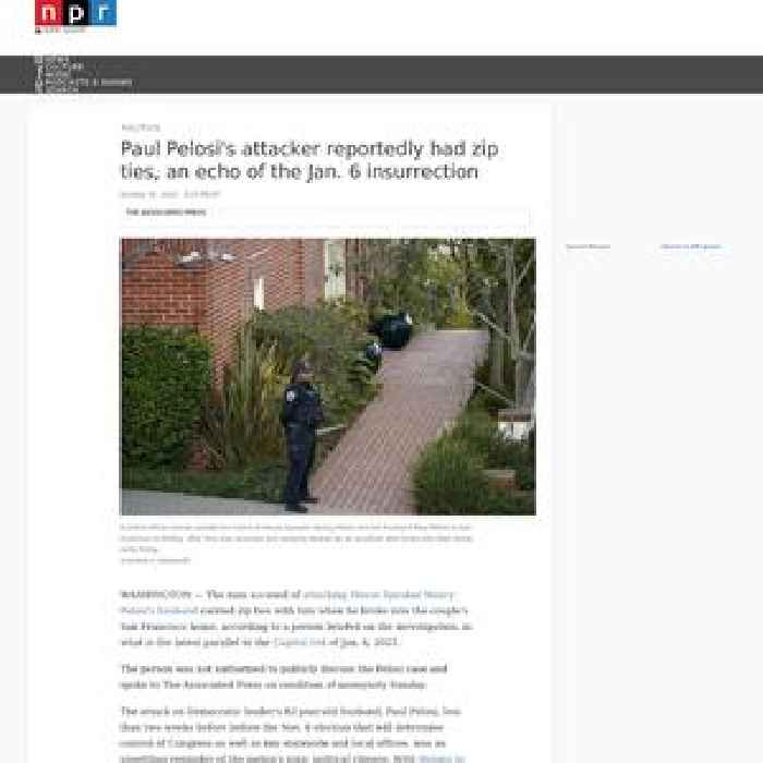 Source: Pelosi's attacker carried zip ties, echoing Jan. 6 attack
