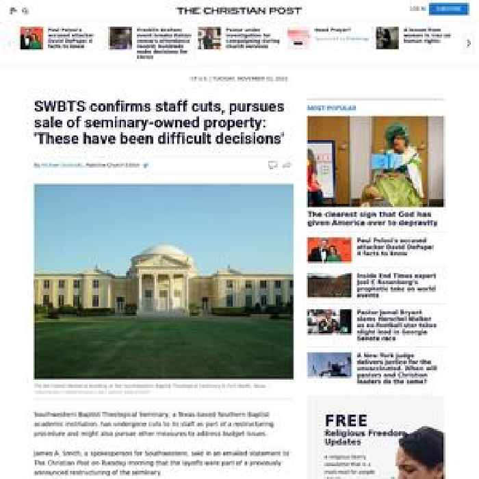 SWBTS confirms staff cuts, pursues sale of seminary-owned property: 'These have been difficult decisions'