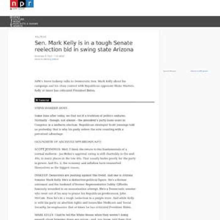 Sen. Mark Kelly is in a tough Senate reelection bid in swing state Arizona