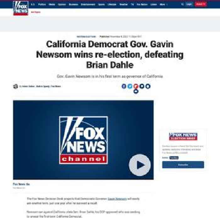 California Democrat Gov. Gavin Newsom wins re-election, defeating Brian Dahle