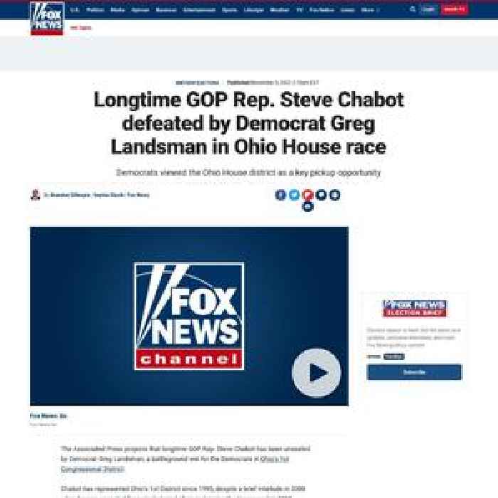 Longtime GOP Rep. Steve Chabot defeated by Democrat Greg Landsman in Ohio House race