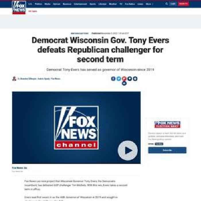 Democrat Wisconsin Gov. Tony Evers defeats Republican challenger for second term