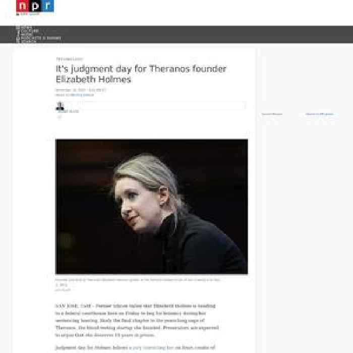 It's judgment day for Theranos founder Elizabeth Holmes
