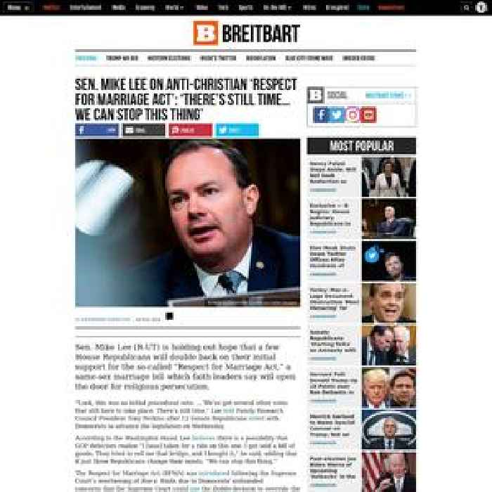 Sen. Mike Lee on Anti-Christian 'Respect for Marriage Act': 'There's Still Time... We Can Stop This Thing'