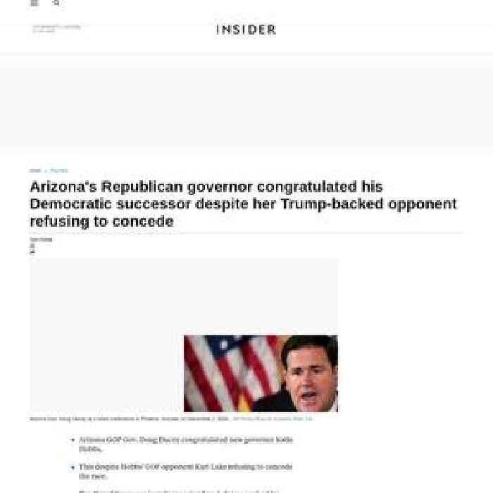Arizona's Republican governor congratulated Democrat successor despite her Trump-backed opponent refusing to concede