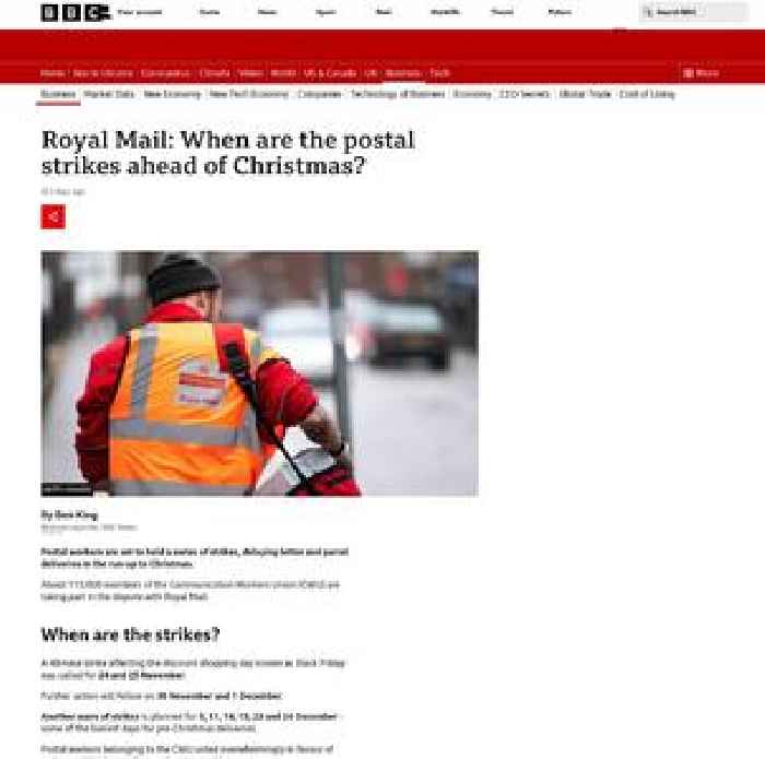 Royal Mail: When are the postal strikes ahead of Christmas?