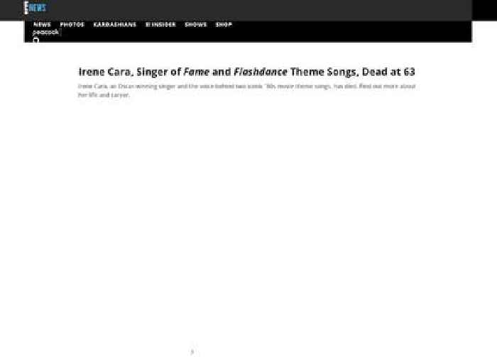 
                        Fame Theme Song Singer Irene Cara Dead at 63
