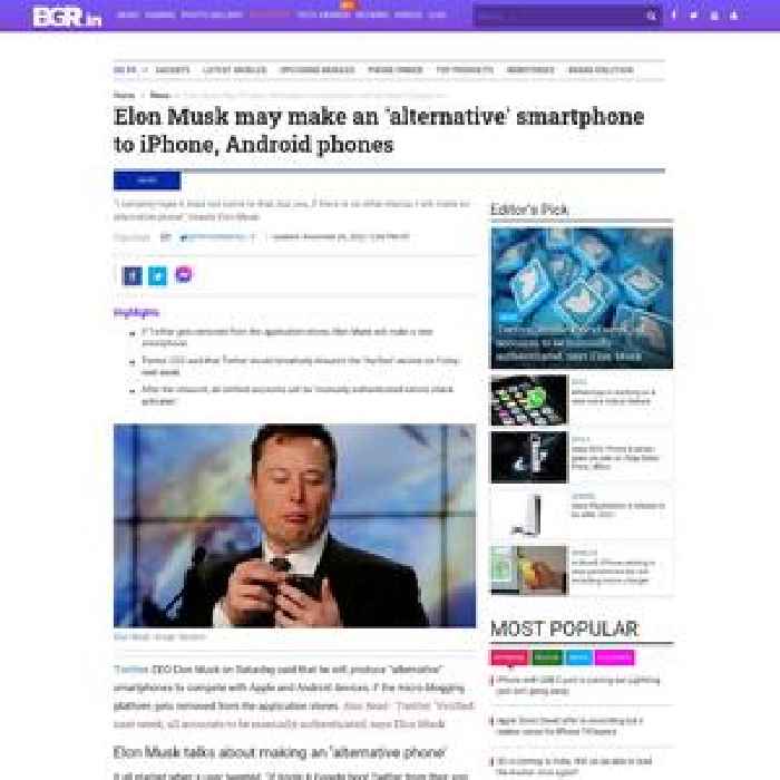 Elon Musk may make an ‘alternative’ smartphone to iPhone, Android phones