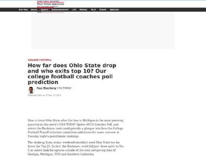 How far does Ohio State drop and who exits top 10? Our college football coaches poll prediction