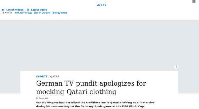 World Cup 2022: German TV pundit apologizes for mocking Qatari clothing