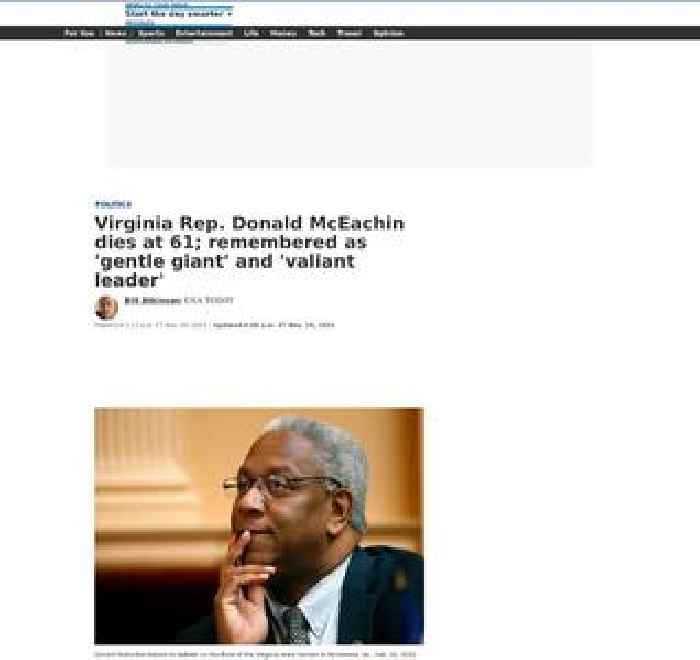 Virginia Rep. Donald McEachin dies at 61; remembered as 'gentle giant' and 'valiant leader'