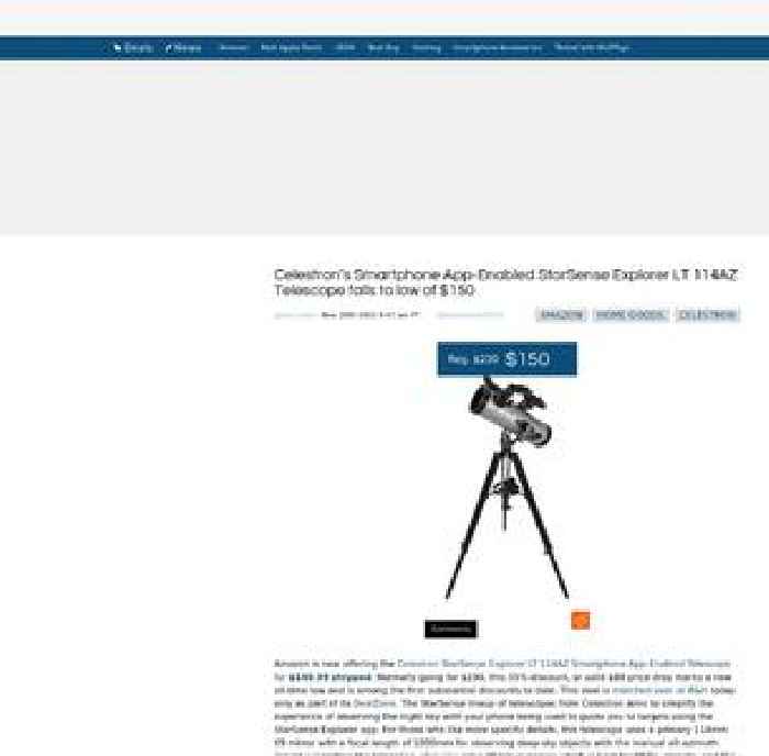 Celestron’s Smartphone App-Enabled StarSense Explorer LT 114AZ Telescope falls to low of $150